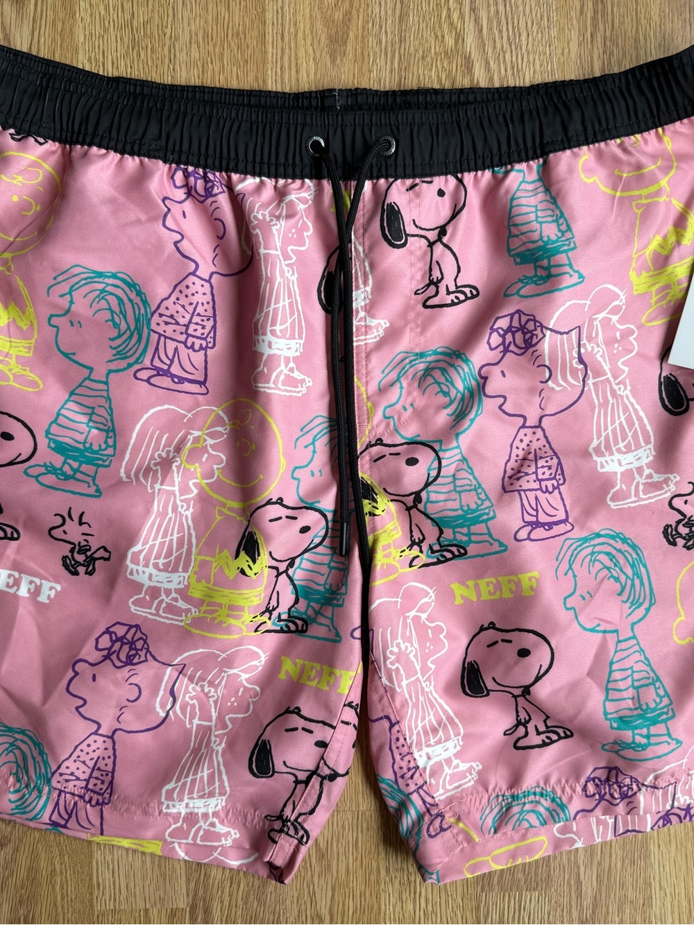 Neff mens Pink Peanuts Print Swim Shorts